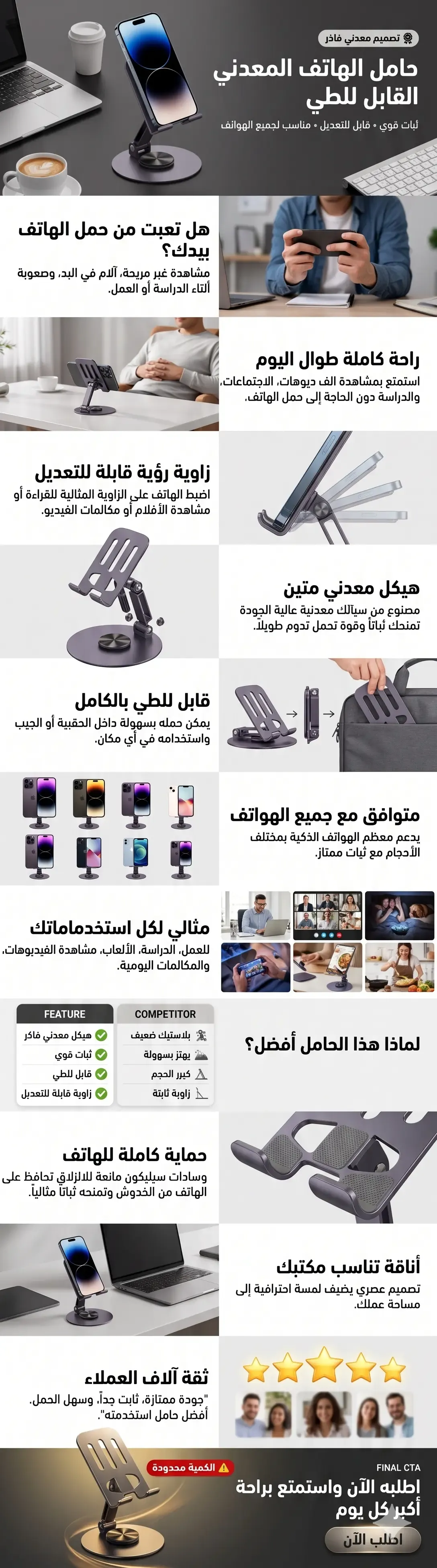 حامل الهاتف الذكي القابل للتعديل